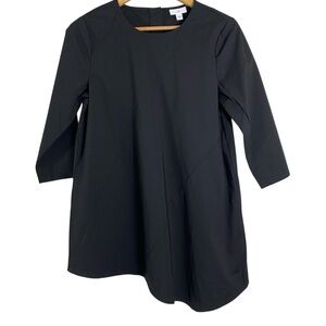 J. Jill Womens Tunic Top Size XS 3/4 Sleeve Solid Black Asymmetrical Hem